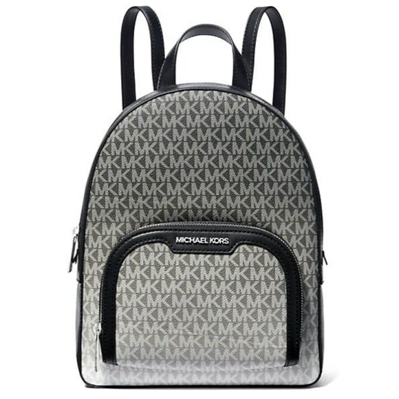 New Michael Kors Jaycee Medium Ombré Signature Logo Backpack Black - Picture 1 of 4